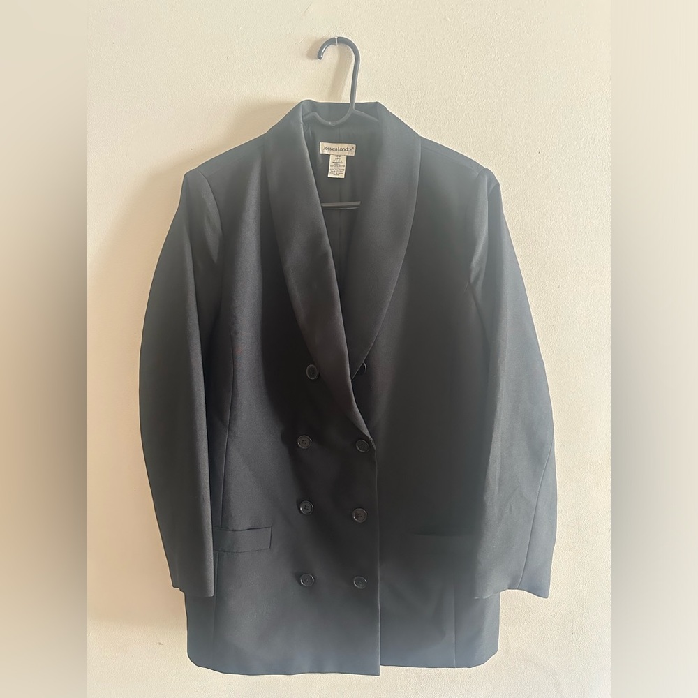 🌟Jessica London Black Double-Breasted Shawl Collar Blazer Size 16W